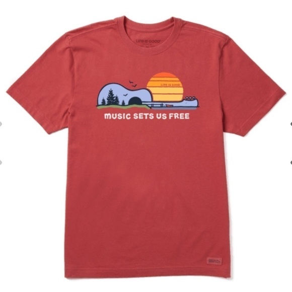 Life is Good MEN'S GUITARSCAPE SETS US FREE CRUSHER TEE SZ M - Picture 2 of 7